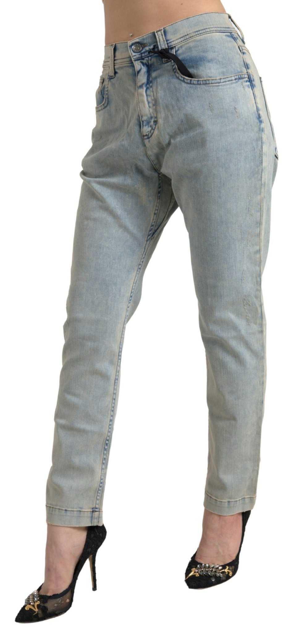 Dolce & Gabbana Blue Washed Cotton Mid Waist Skinny Jeans – IT40|S par Dolce & Gabbana | Disponible sur Sandy Store ByNet