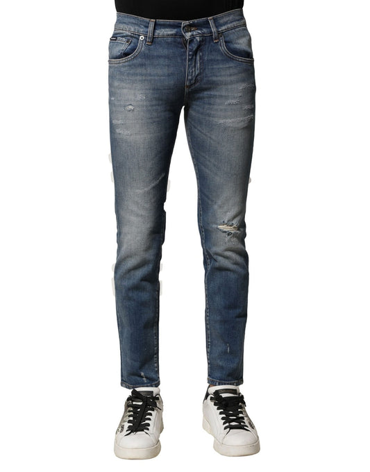 Dolce & Gabbana Blue Washed Cotton Slim Fit Men Denim Jeans – IT44 | XS par Dolce & Gabbana | Disponible sur Sandy Store ByNet