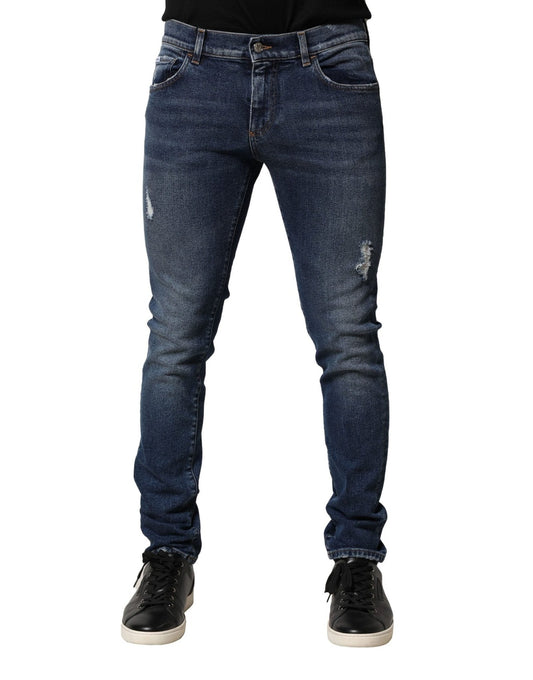Dolce & Gabbana Blue Washed Skinny Cotton Denim Jeans – IT48 | M par Dolce & Gabbana | Disponible sur Sandy Store ByNet