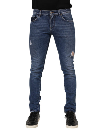 Dolce & Gabbana Blue Washed Skinny Cotton Tattered Denim Jeans – IT46 | S par Dolce & Gabbana | Disponible sur Sandy Store ByNet