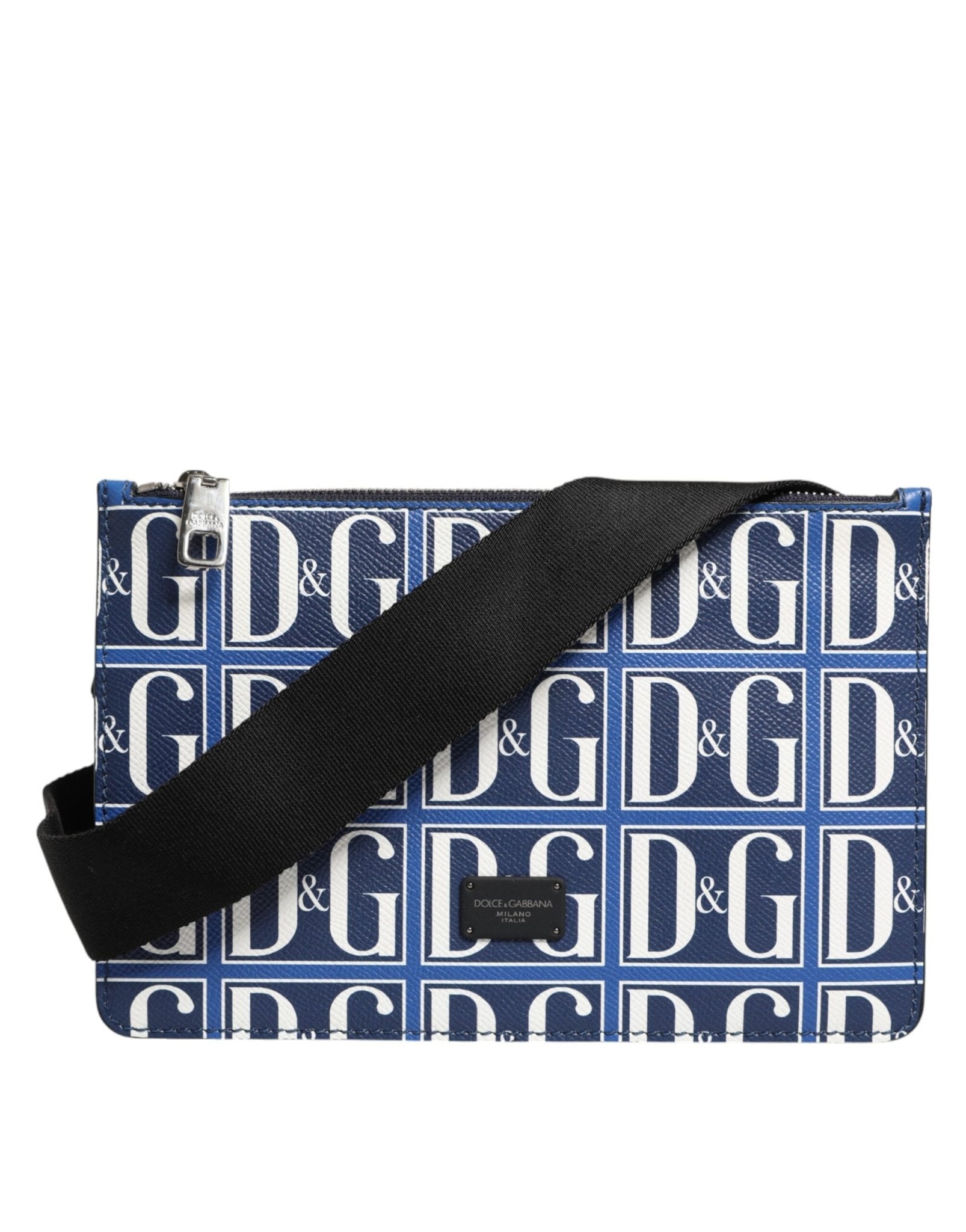 Dolce & Gabbana Blue White Leather D&G Logo Plaque Crossbody Borse Bag – par Dolce & Gabbana | Disponible sur Sandy Store ByNet
