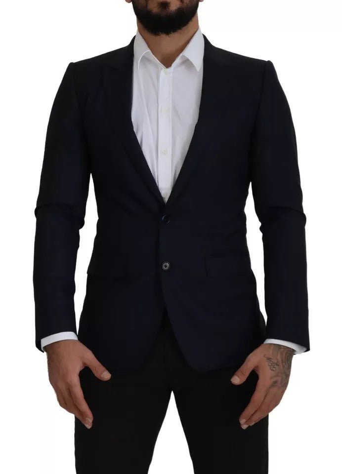 Dolce & Gabbana Blue Wool Single Breasted Coat Men Blazer - Sandy Store ByNet