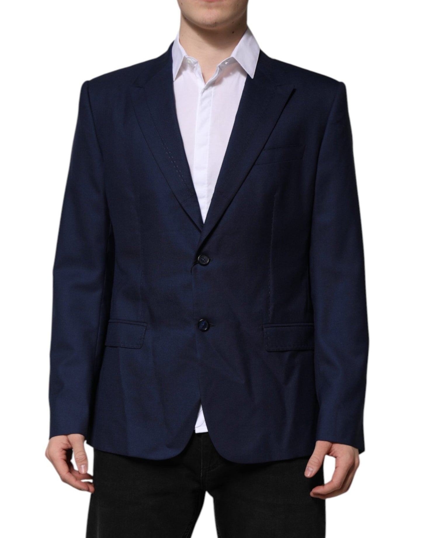 Dolce & Gabbana Blue Wool Single Breasted Suit Coat Blazer – IT54 | XL par Dolce & Gabbana | Disponible sur Sandy Store ByNet
