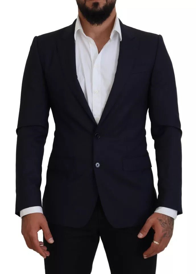 Dolce & Gabbana Blue Wool Slim Fit Formal Coat Men Blazer - Sandy Store ByNet