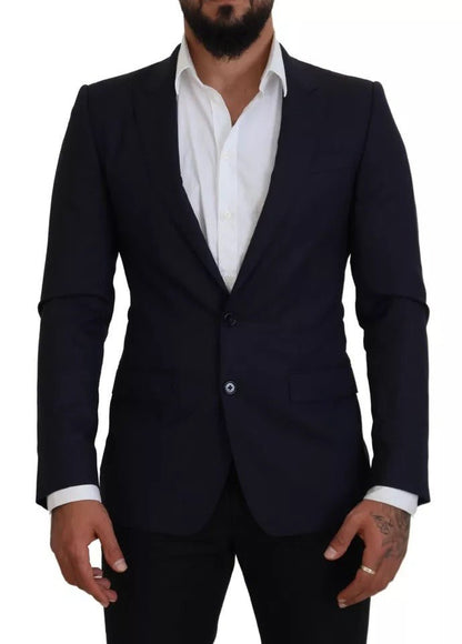 Dolce & Gabbana Blue Wool Slim Fit Formal Coat Men Blazer - Sandy Store ByNet