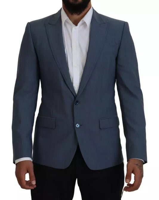 Dolce & Gabbana Blue Wool Stretch Slim Fit Jacket Blazer - Sandy Store ByNet