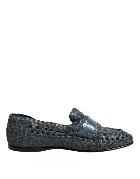 Dolce & Gabbana Blue Woven Leather Slip On Loafers Shoes – EU41/US8 par Dolce & Gabbana | Disponible sur Sandy Store ByNet