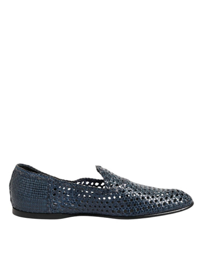 Dolce & Gabbana Blue Woven Leather Slip On Loafers Shoes – EU41/US8 par Dolce & Gabbana | Disponible sur Sandy Store ByNet