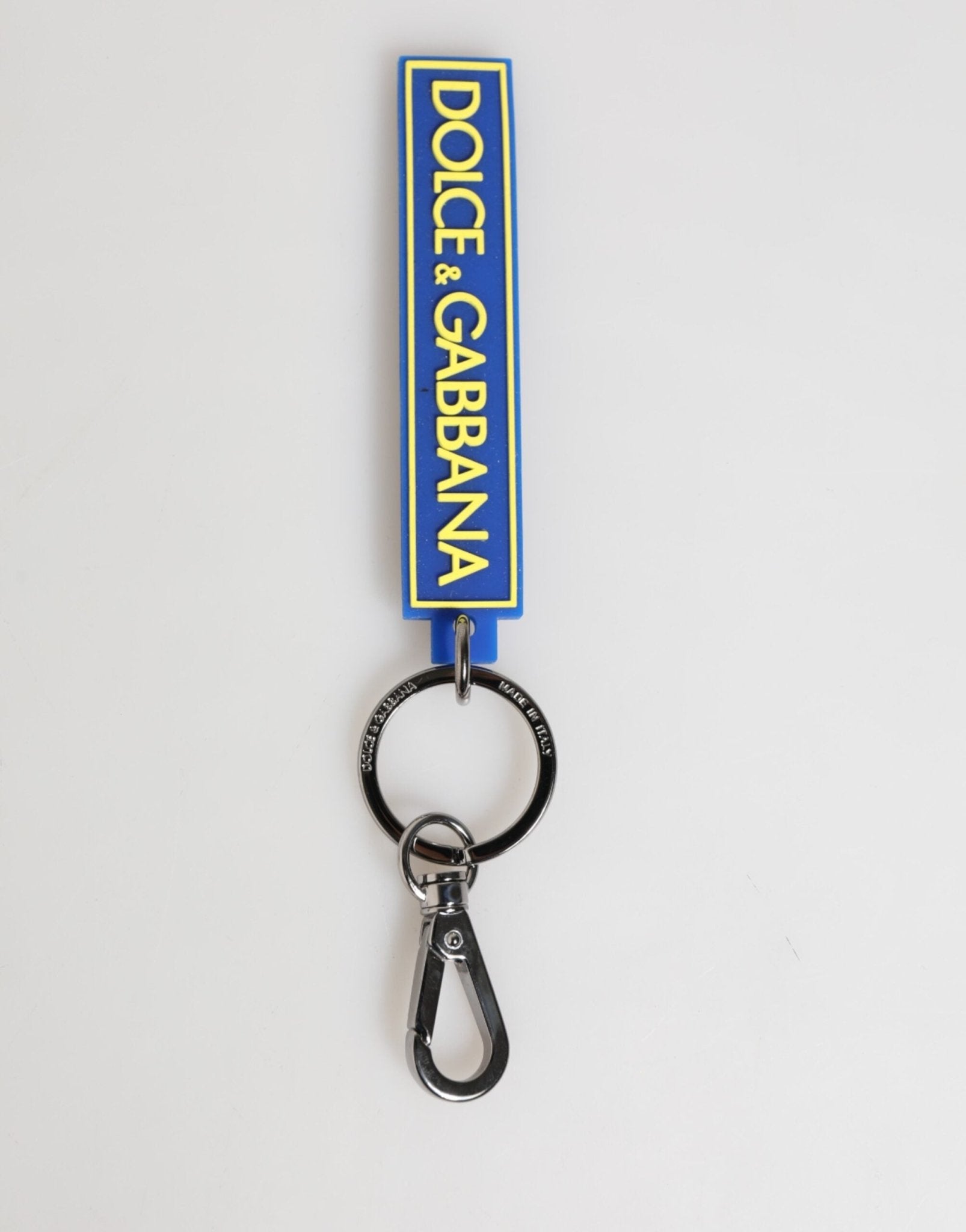 Dolce & Gabbana Blue Yellow DG Rubber Logo Silver Men's Holder Keyring – par Dolce & Gabbana | Disponible sur Sandy Store ByNet