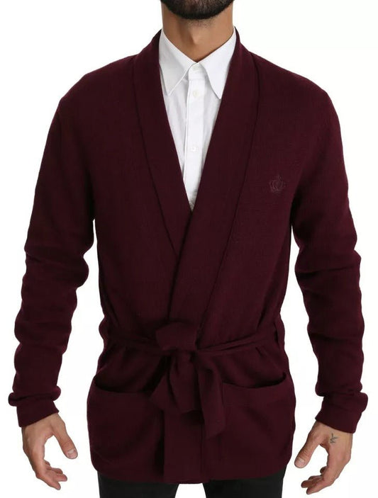 Dolce & Gabbana Bordeaux Cashmere Crown Cardigan Sweater - Sandy Store ByNet