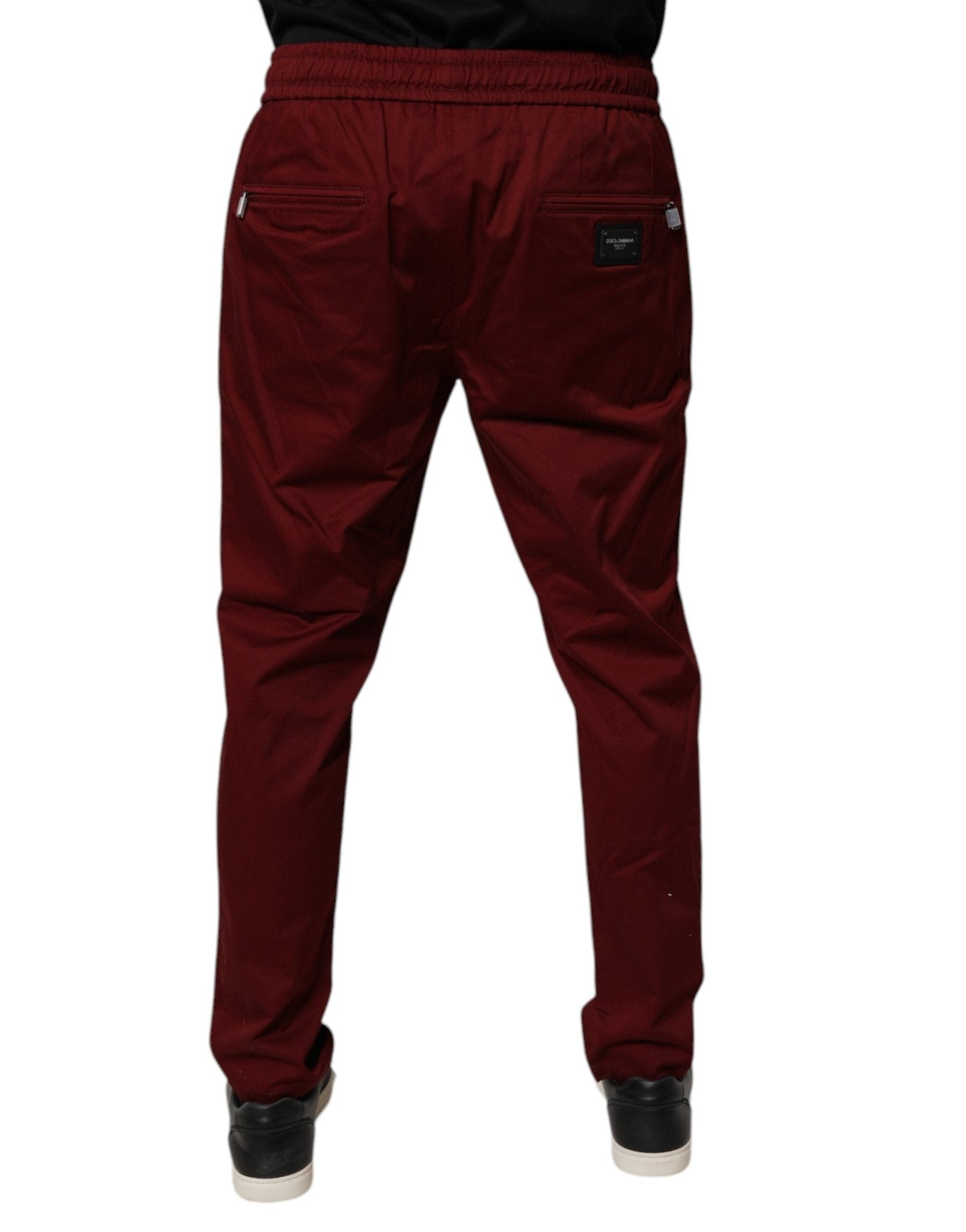 Dolce & Gabbana Bordeaux Cotton Men Jogger Sweatpants Pants - Sandy Store ByNet