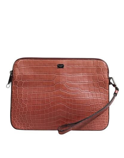 Dolce & Gabbana Bordeaux Croc Leather Logo Plaque Men Briefcase Bag – par Dolce & Gabbana | Disponible sur Sandy Store ByNet