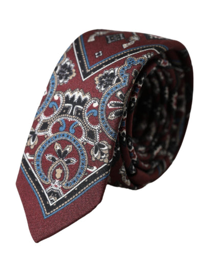 Dolce & Gabbana Bordeaux Printed 100% Silk Adjustable Men Tie – par Dolce & Gabbana | Disponible sur Sandy Store ByNet