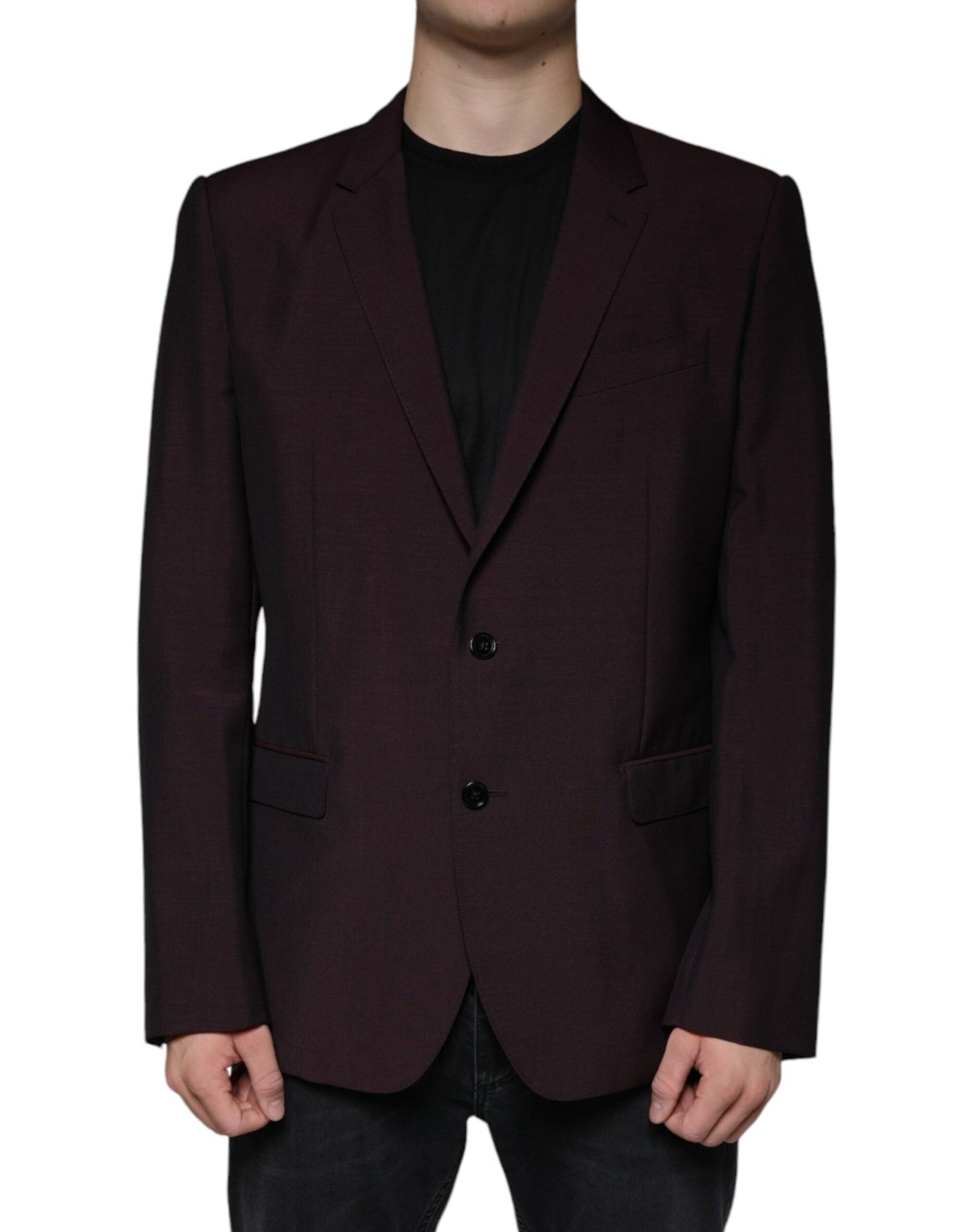 Dolce & Gabbana Bordeaux Wool Single Breasted Dress Blazer - Sandy Store ByNet