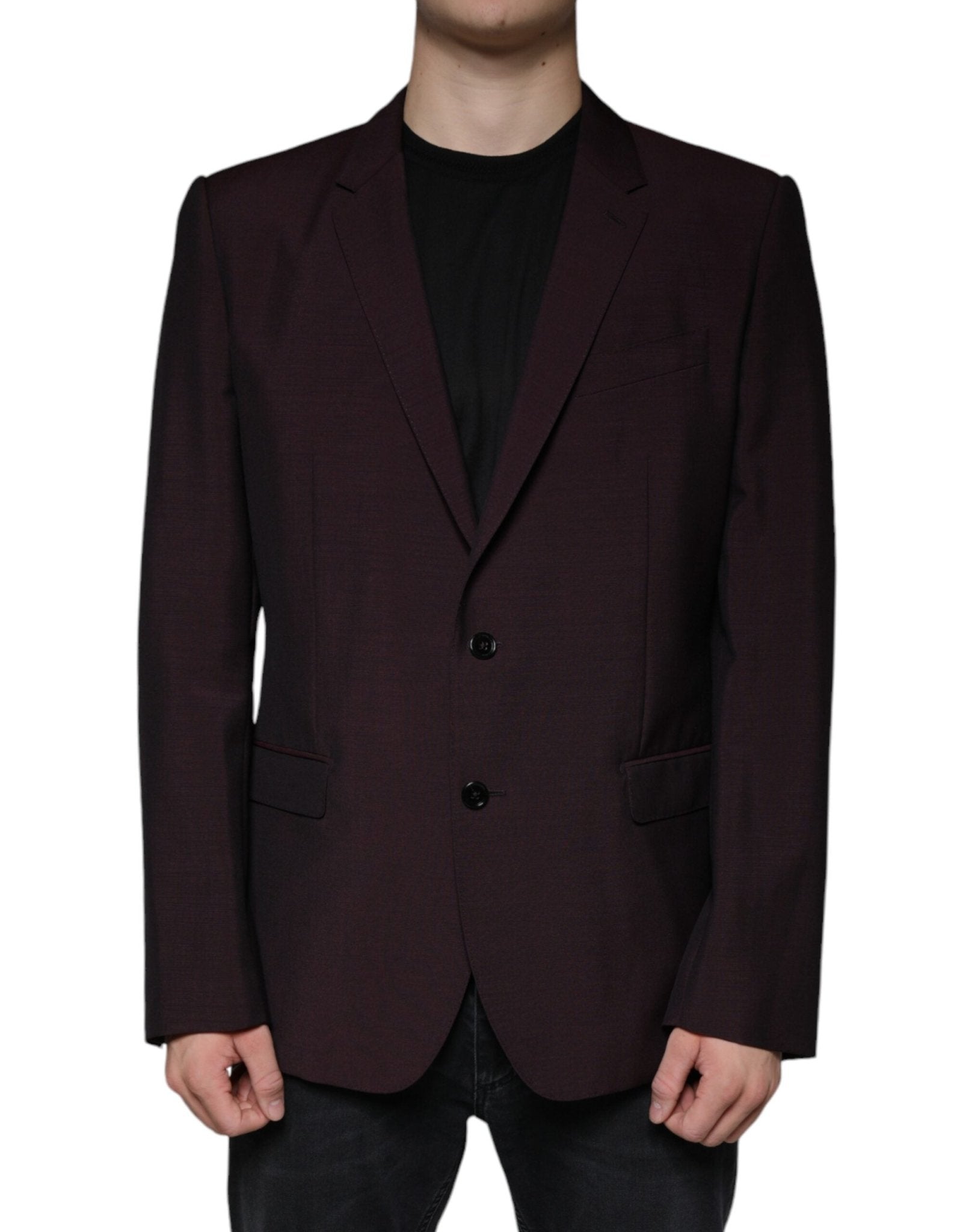 Dolce & Gabbana Bordeaux Wool Single Breasted Dress Blazer - Sandy Store ByNet