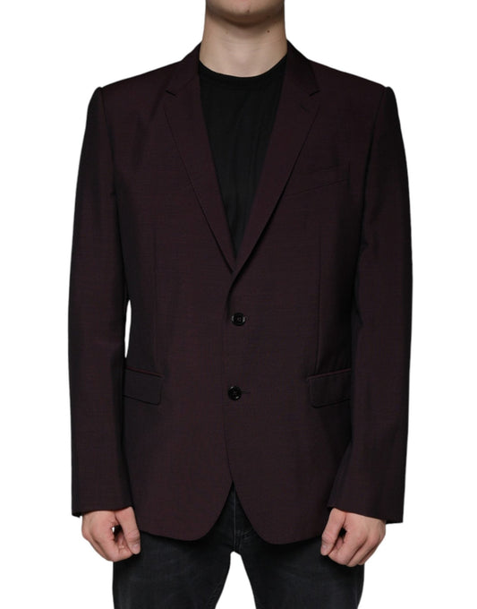 Dolce & Gabbana Bordeaux Wool Single Breasted Dress Blazer - Sandy Store ByNet