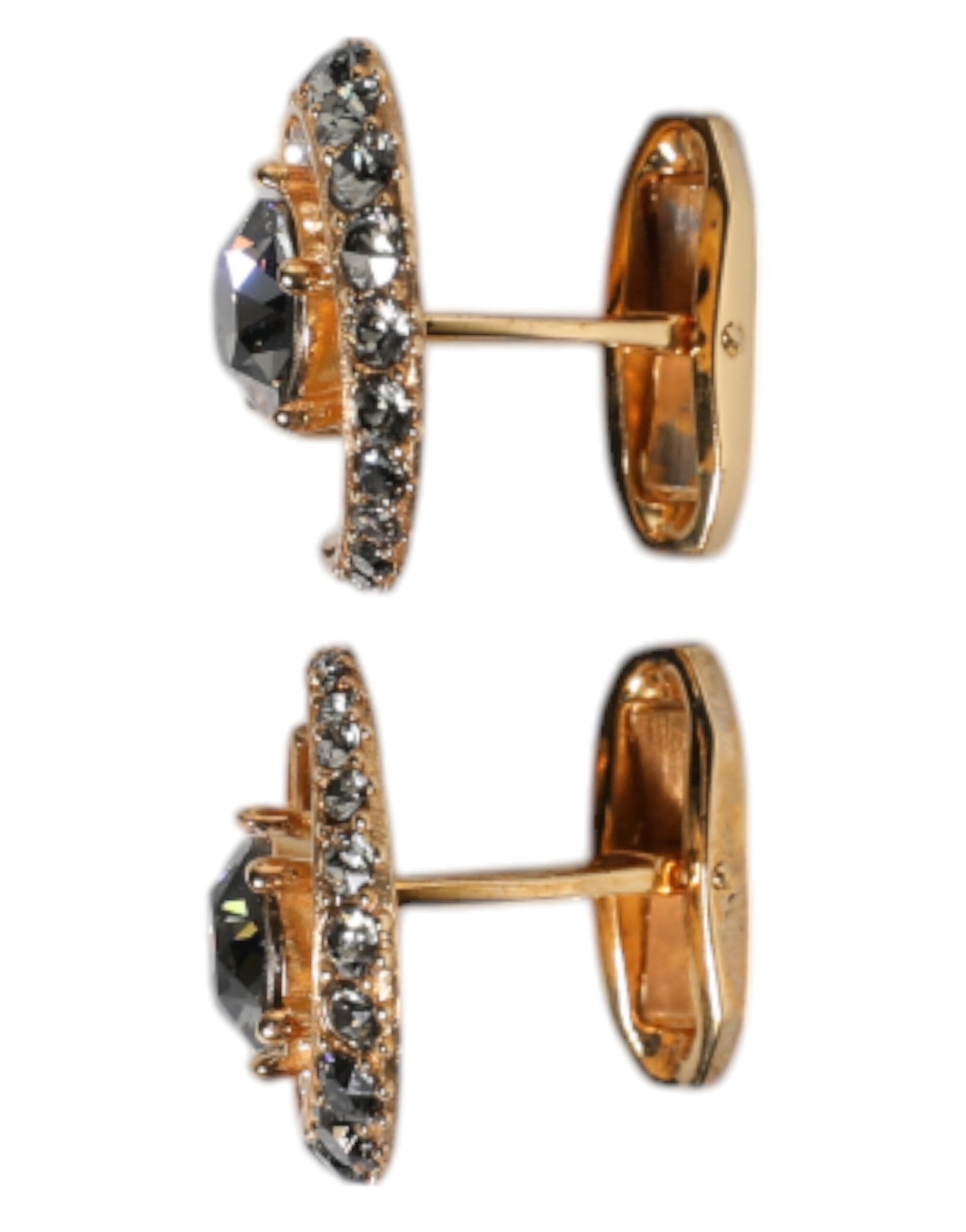 Dolce & Gabbana Brass Gold Black Crystal Luna Cufflink - Sandy Store ByNet