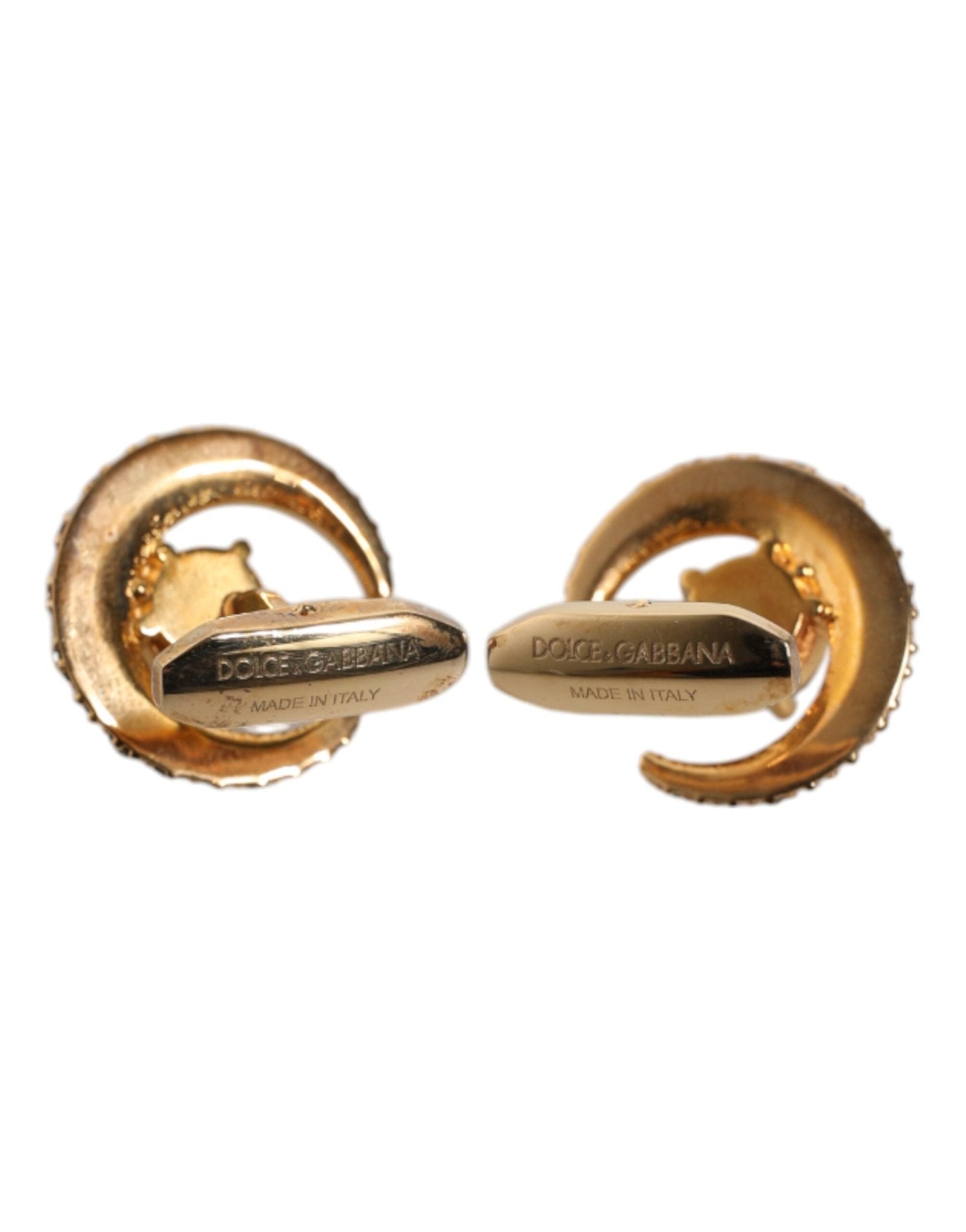 Dolce & Gabbana Brass Gold Black Crystal Luna Cufflink - Sandy Store ByNet