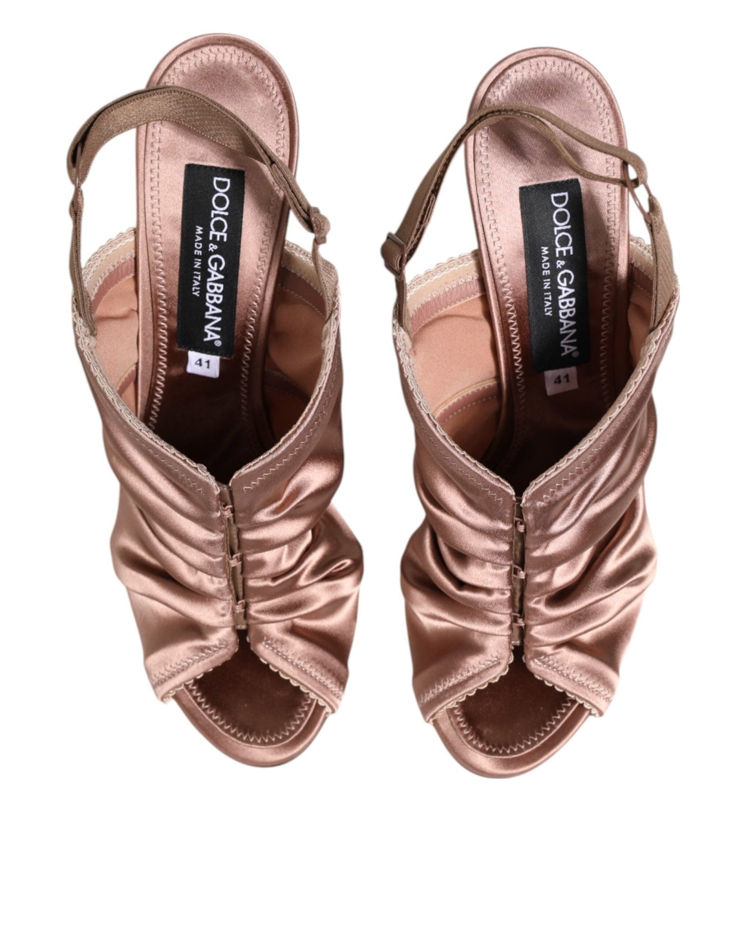 Dolce & Gabbana Bronze Satin Ruched Slingback Sandals Shoes – EU35/US4.5 par Dolce & Gabbana | Disponible sur Sandy Store ByNet