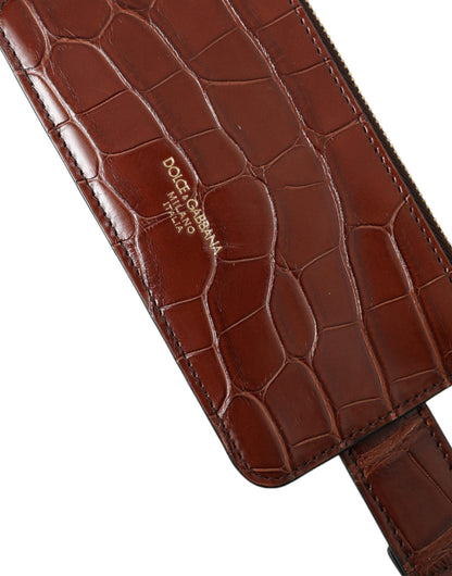 Dolce & Gabbana Brown Alligator Leather Airpods Case Coin Purse Wallet – par Dolce & Gabbana | Disponible sur Sandy Store ByNet
