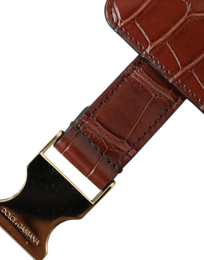 Dolce & Gabbana Brown Alligator Leather Airpods Case Coin Purse Wallet – par Dolce & Gabbana | Disponible sur Sandy Store ByNet