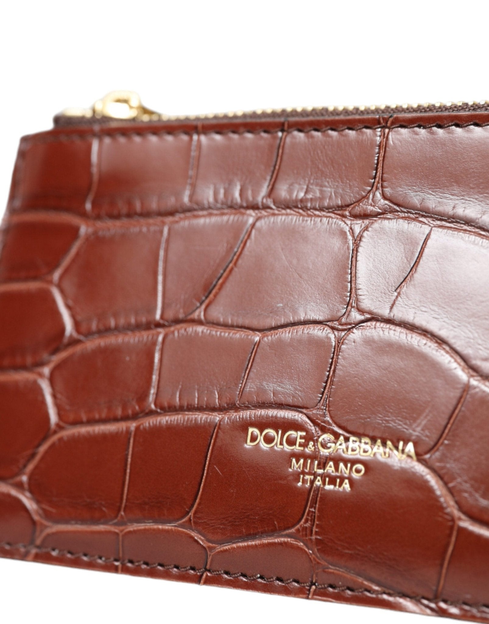 Dolce & Gabbana Brown Alligator Leather Airpods Case Coin Purse Wallet – par Dolce & Gabbana | Disponible sur Sandy Store ByNet
