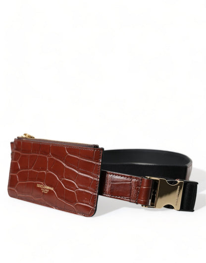 Dolce & Gabbana Brown Alligator Leather Airpods Case Coin Purse Wallet – par Dolce & Gabbana | Disponible sur Sandy Store ByNet