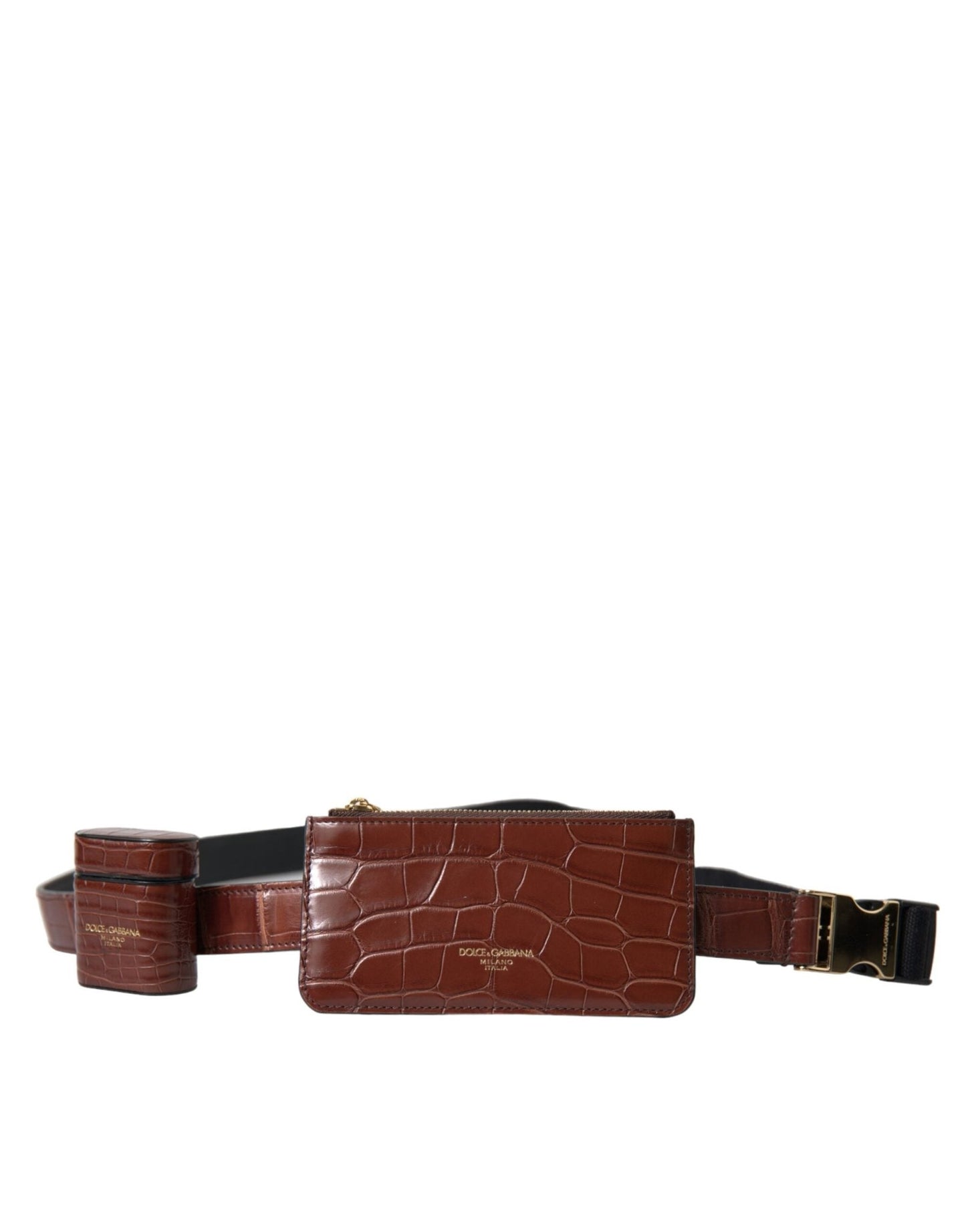 Dolce & Gabbana Brown Alligator Leather Airpods Case Coin Purse Wallet – par Dolce & Gabbana | Disponible sur Sandy Store ByNet