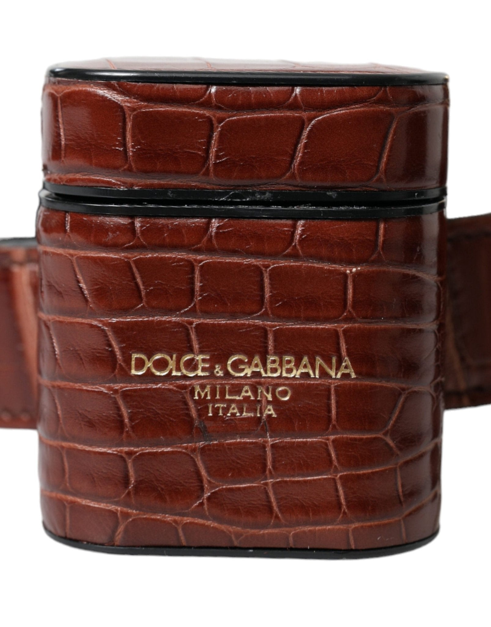 Dolce & Gabbana Brown Alligator Leather Airpods Case Coin Purse Wallet – par Dolce & Gabbana | Disponible sur Sandy Store ByNet
