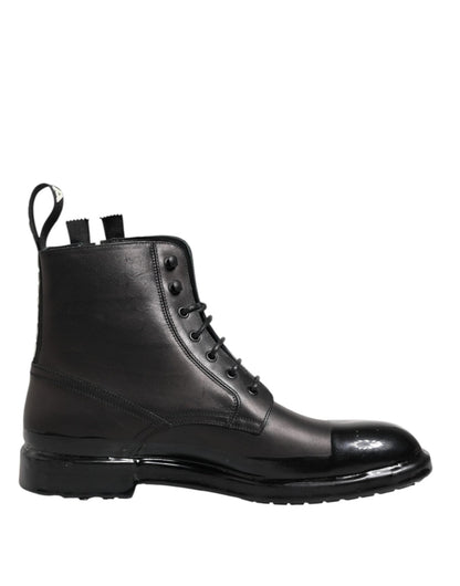 Dolce & Gabbana Brown Black Lace Up Mid Calf Men Boots Shoes – EU44/US11 par Dolce & Gabbana | Disponible sur Sandy Store ByNet