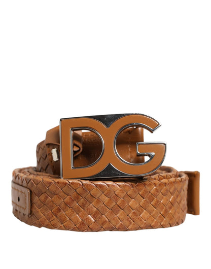 Dolce & Gabbana Brown Braided Metal DG Logo Buckle Belt – 100 cm / 40 Inches par Dolce & Gabbana | Disponible sur Sandy Store ByNet