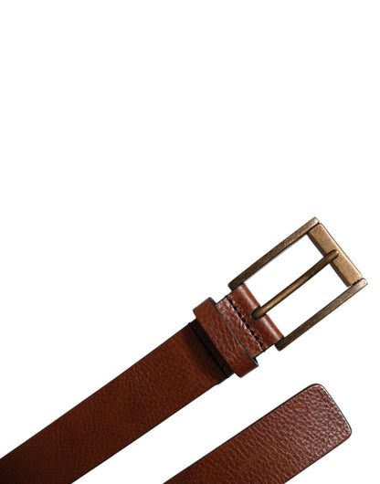 Dolce & Gabbana Brown Calf Leather Classic Metal Buckle Belt - Sandy Store ByNet