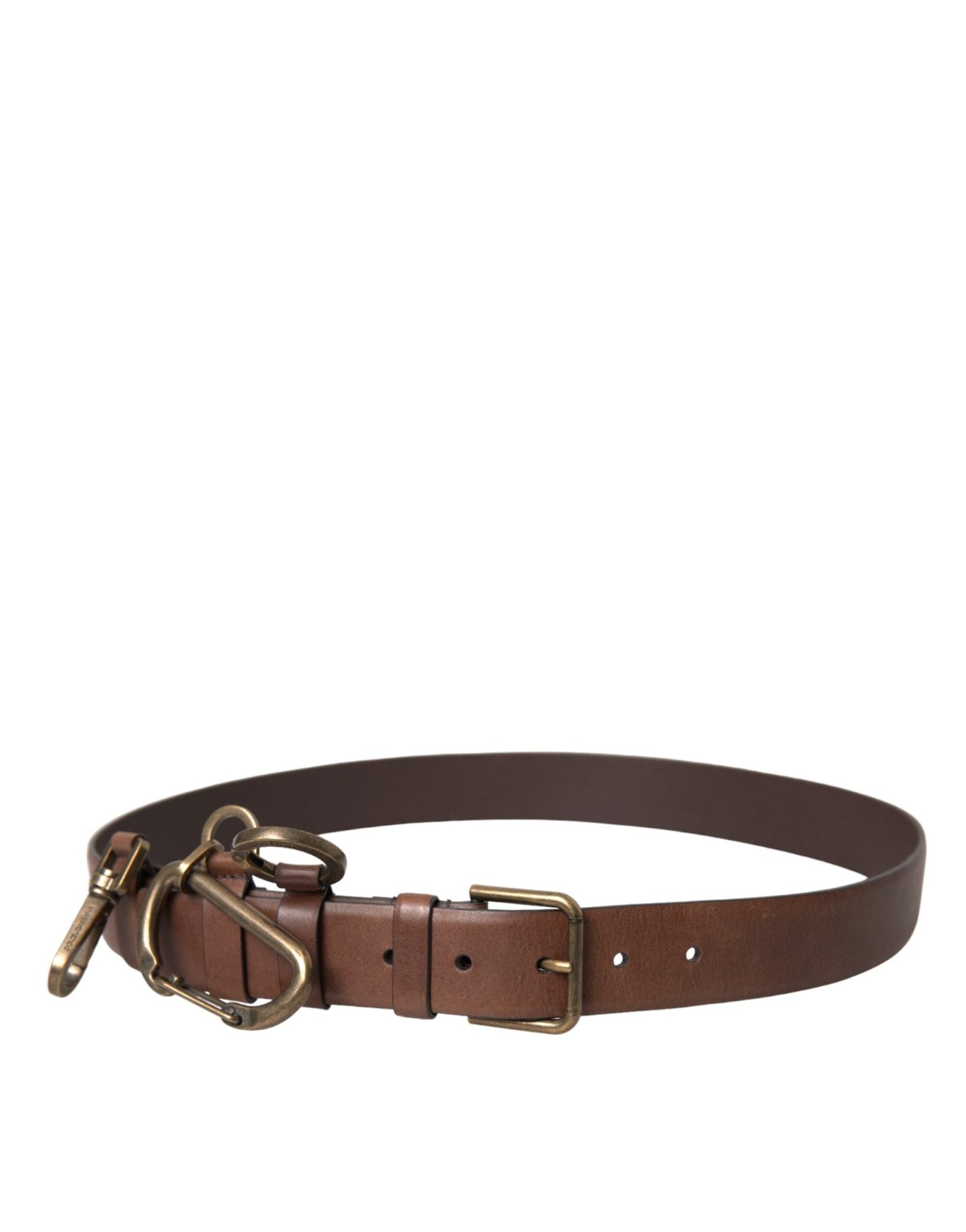 Dolce & Gabbana Brown Calf Leather Gold Metal Buckle Belt Men - Sandy Store ByNet