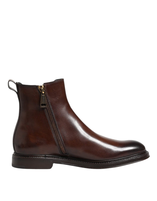Dolce & Gabbana Brown Chelsea Leather Mid Calf Boots Shoes – EU40/US7 par Dolce & Gabbana | Disponible sur Sandy Store ByNet