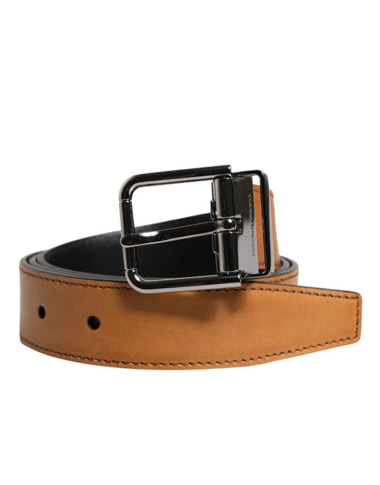 Dolce & Gabbana Brown Classic Calf Leather Silver Buckle Belt – 85 cm / 34 Inches par Dolce & Gabbana | Disponible sur Sandy Store ByNet