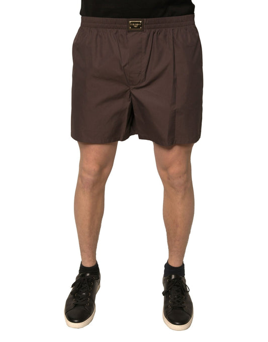 Dolce & Gabbana Brown Cotton Blend Men Mid Waist Shorts - Sandy Store ByNet