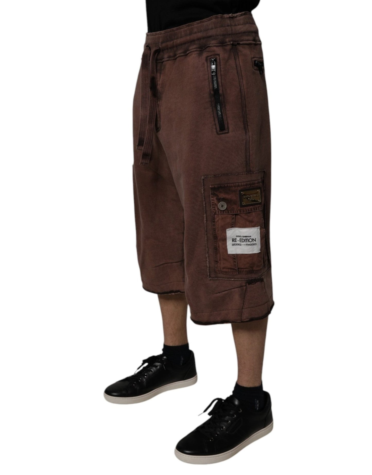 Dolce & Gabbana Brown Cotton Cargo Bermuda Sweatshorts Shorts - Sandy Store ByNet