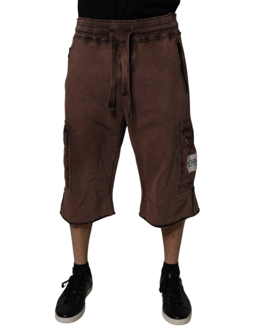 Dolce & Gabbana Brown Cotton Cargo Bermuda Sweatshorts Shorts - Sandy Store ByNet