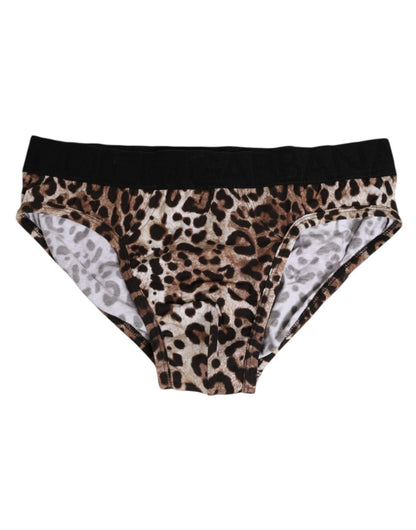 Dolce & Gabbana Brown Cotton Leopard Logo Midi Brief Underwear – IT4 | L par Dolce & Gabbana | Disponible sur Sandy Store ByNet