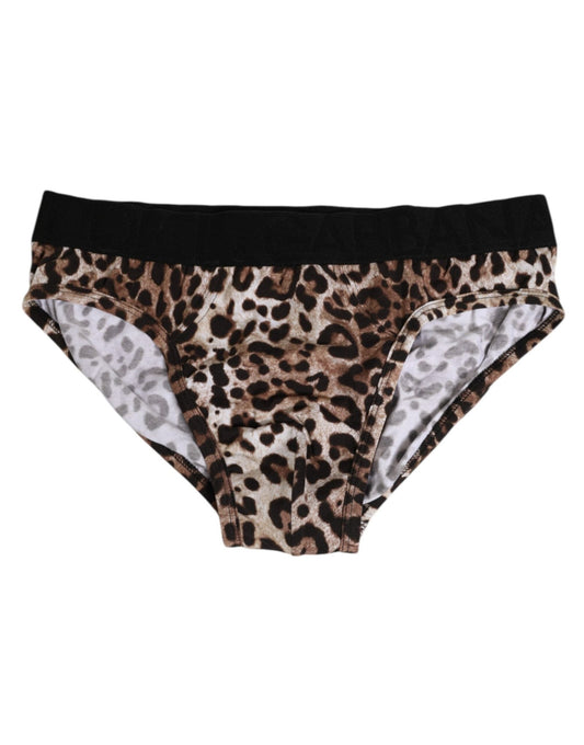 Dolce & Gabbana Brown Cotton Leopard Logo Midi Brief Underwear – IT4 | L par Dolce & Gabbana | Disponible sur Sandy Store ByNet