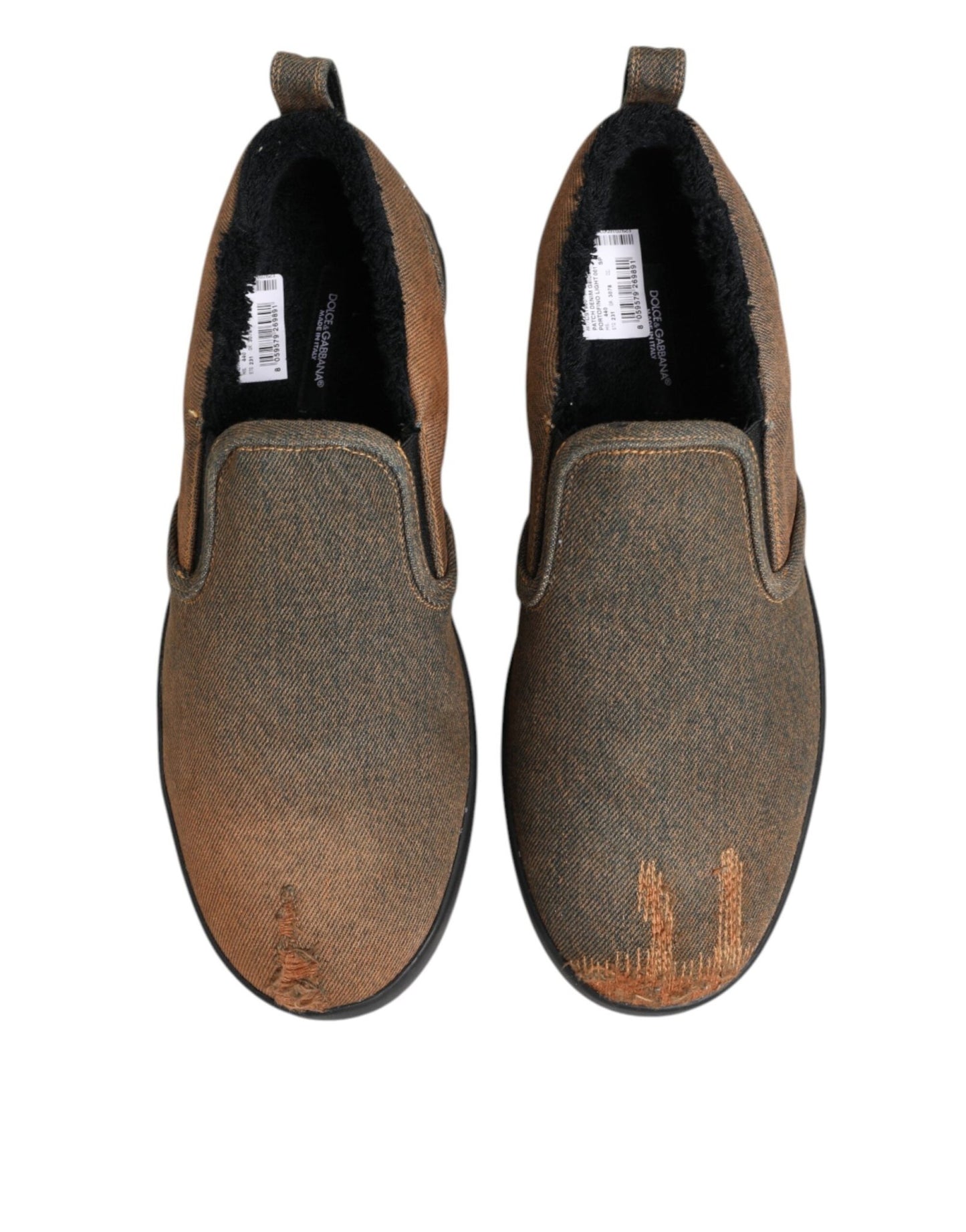 Dolce & Gabbana Brown Cotton Low Top Slip On Sneakers Shoes – EU44/US11 par Dolce & Gabbana | Disponible sur Sandy Store ByNet