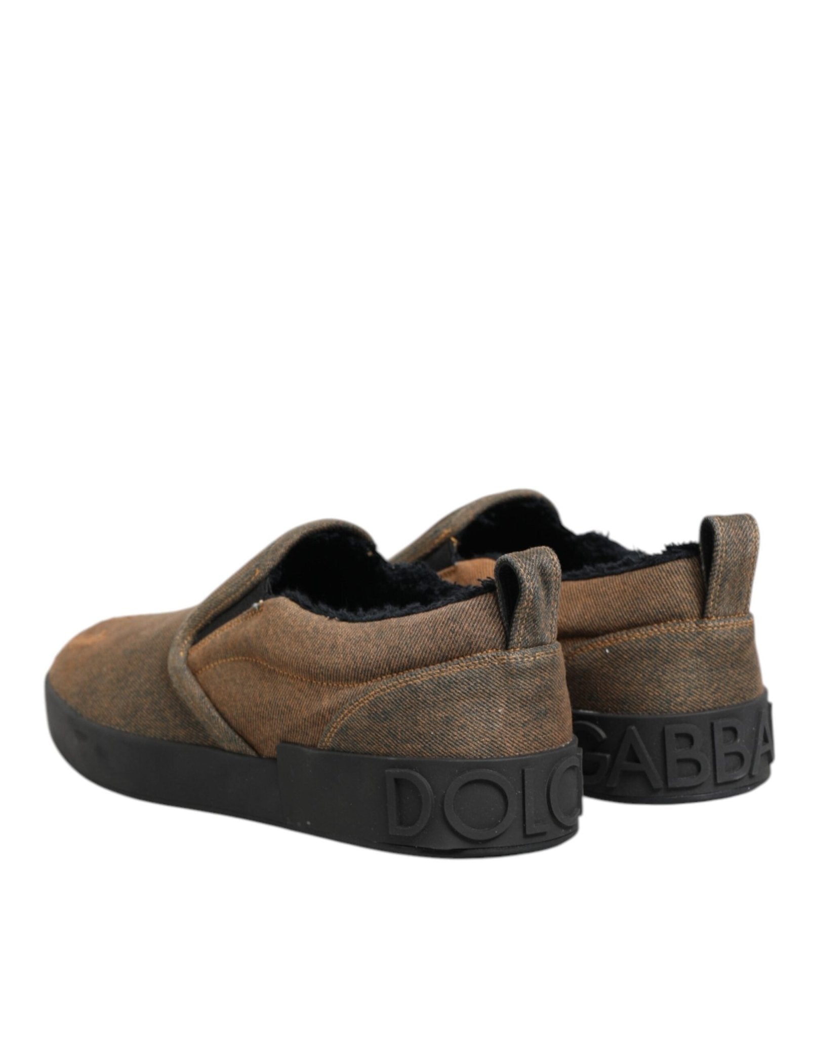 Dolce & Gabbana Brown Cotton Low Top Slip On Sneakers Shoes – EU44/US11 par Dolce & Gabbana | Disponible sur Sandy Store ByNet