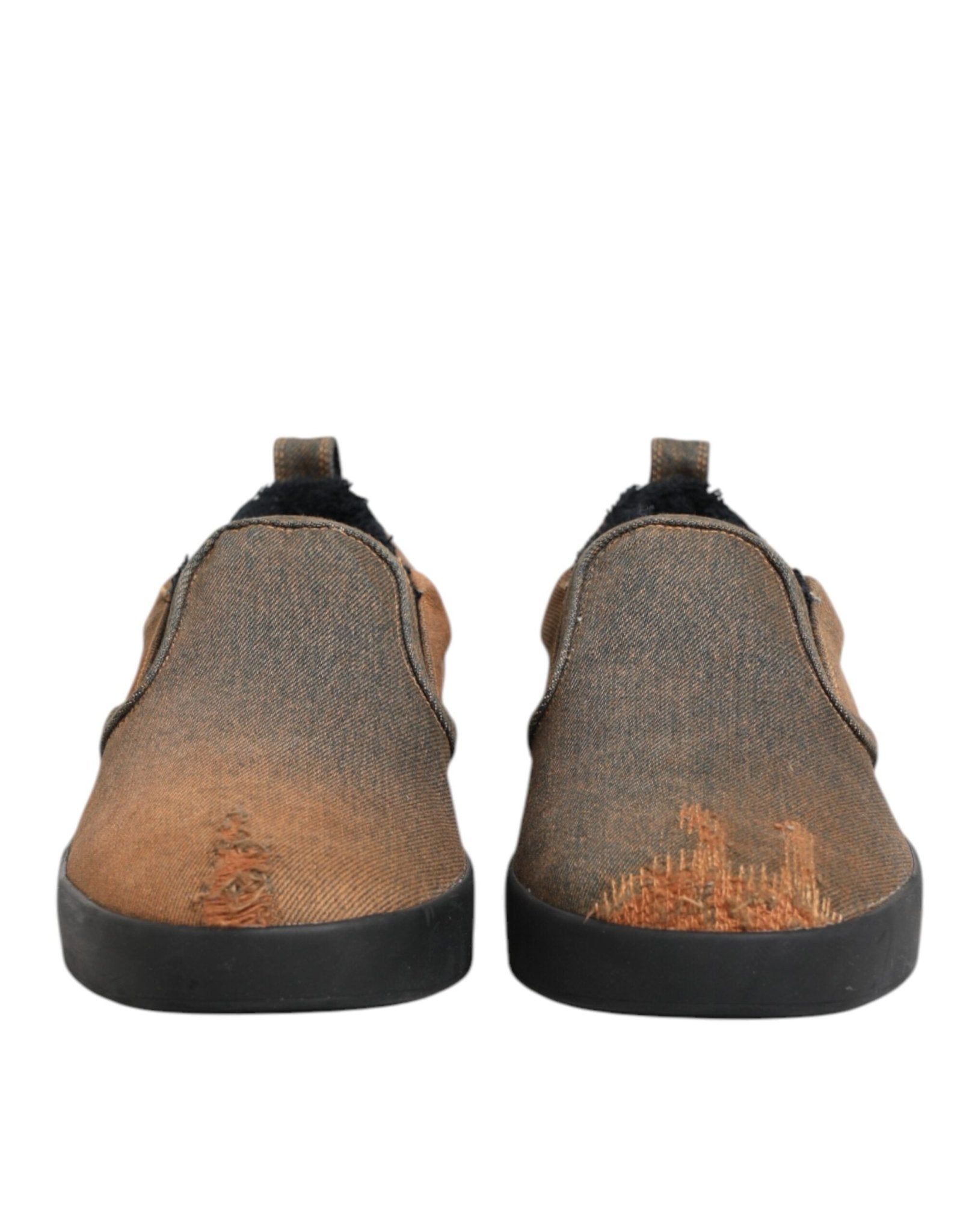 Dolce & Gabbana Brown Cotton Low Top Slip On Sneakers Shoes – EU44/US11 par Dolce & Gabbana | Disponible sur Sandy Store ByNet