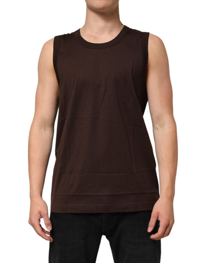 Dolce & Gabbana Brown Cotton Sleeveless Underwear Men Tank Top – L par Dolce & Gabbana | Disponible sur Sandy Store ByNet