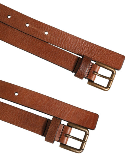 Dolce & Gabbana Brown Double Strap Leather Gold Buckle Belt – 90 cm / 36 Inches par Dolce & Gabbana | Disponible sur Sandy Store ByNet