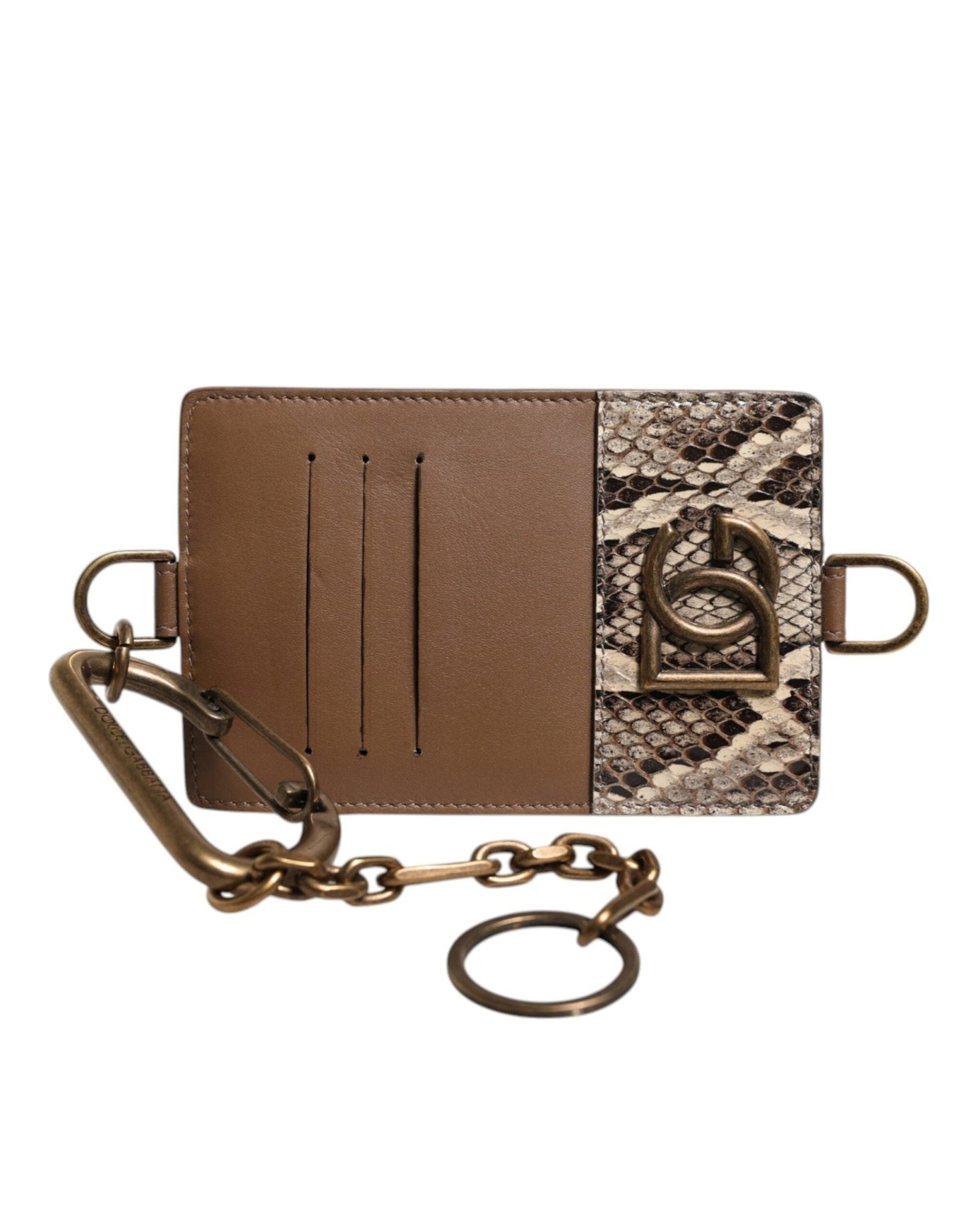 Dolce & Gabbana Brown Exotic Leather Card Holder DG Logo Plaque Wallet – par Dolce & Gabbana | Disponible sur Sandy Store ByNet