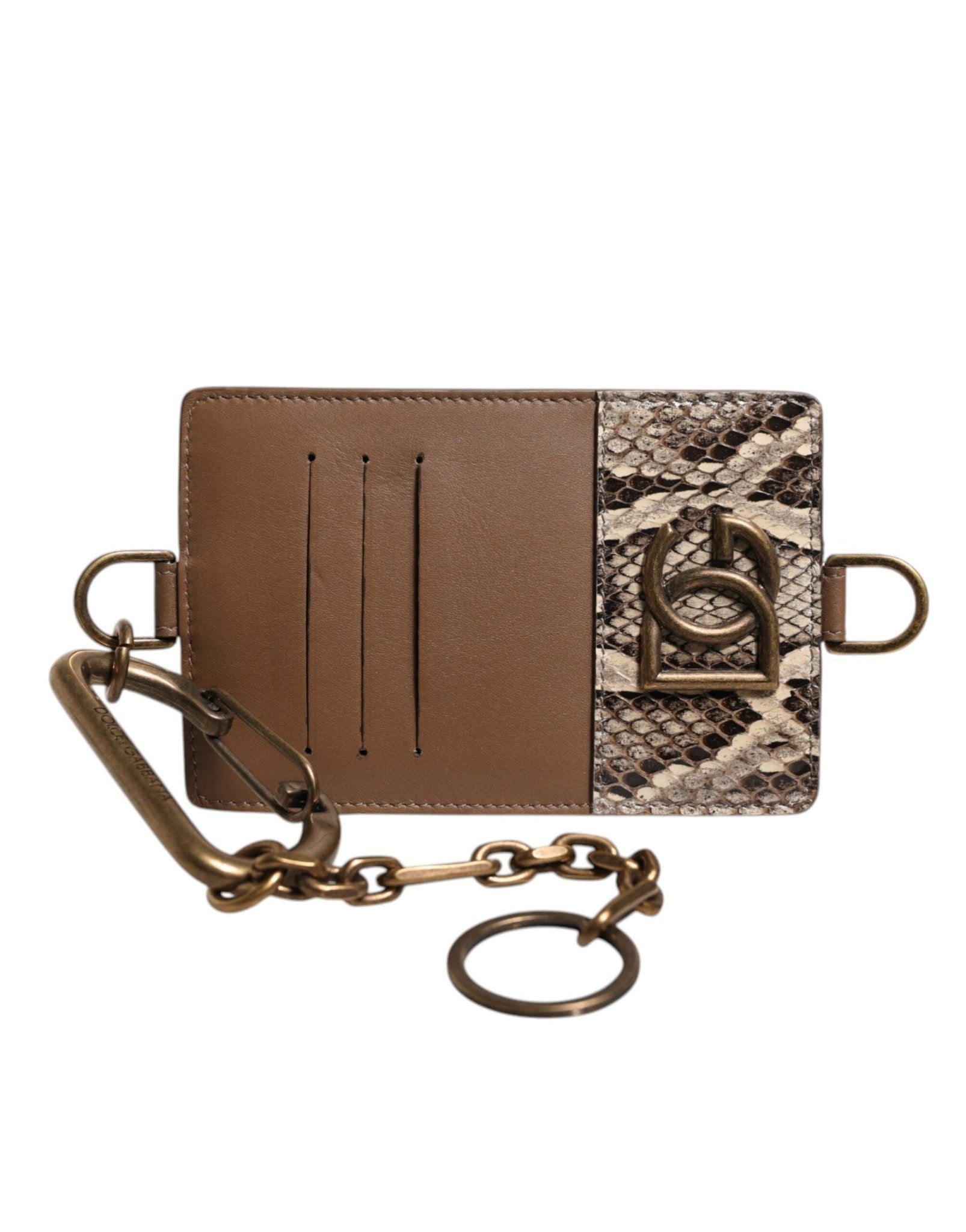 Dolce & Gabbana Brown Exotic Leather Card Holder DG Logo Plaque Wallet – par Dolce & Gabbana | Disponible sur Sandy Store ByNet