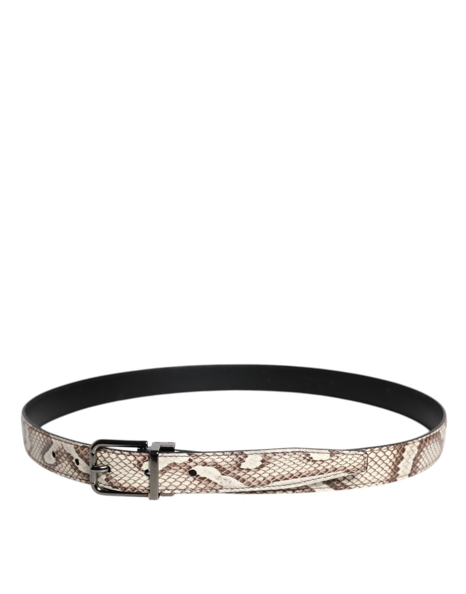 Dolce & Gabbana Brown Exotic Leather Classic Metal Buckle Belt - Sandy Store ByNet