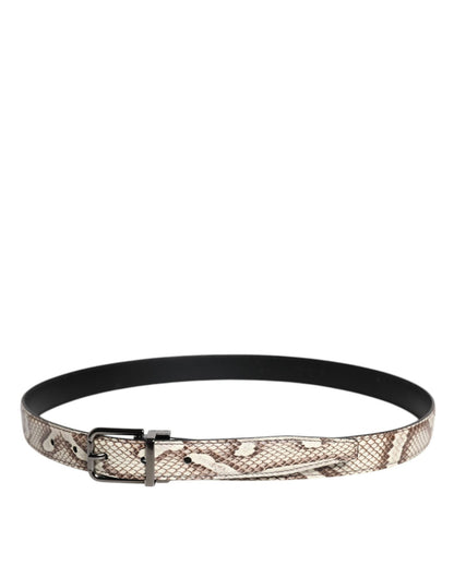 Dolce & Gabbana Brown Exotic Leather Classic Metal Buckle Belt - Sandy Store ByNet