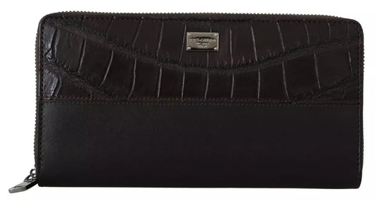 Dolce & Gabbana Brown Exotic Leather Zip Around Continental Clutch Wallet – par Dolce & Gabbana | Disponible sur Sandy Store ByNet